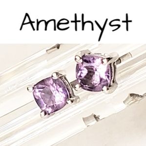 Sold Amethyst Stud Earrings in Sterling Setting